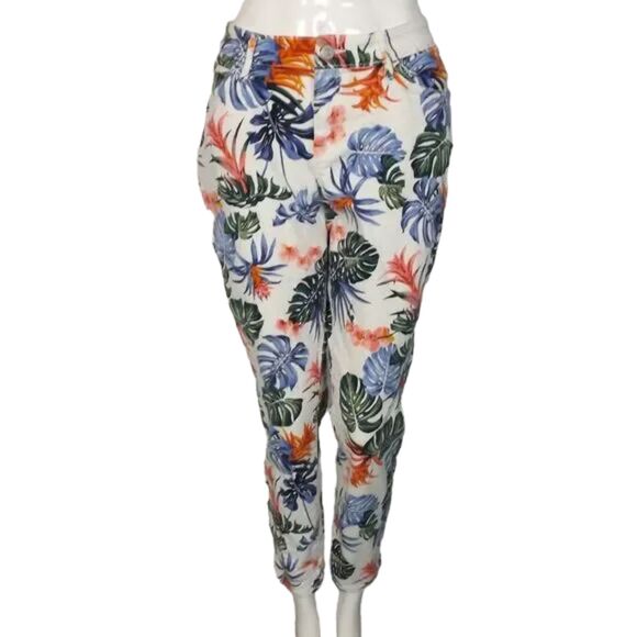 TOMMY BAHAMA Jeans, 33, Skinny Ankle, Floral/Bogart Blooms Print, Zip, Pockets - Picture 1 of 14